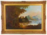 Castle on the Rhine by Josef Thoma, Oil on canvas, sold Feb 2023