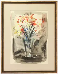 Bouqet .. un Mirror by Étienne Ret, Watercolor, sold Feb 2023