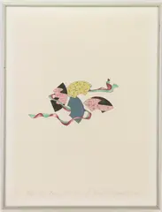 SFS Fans with Lungee by Hiroshi Murata, Lithograph, sold Feb 2023