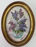 Lilacs by Clarence Ira Dreisbach, Oil on board, sold Mar 2023