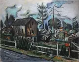 Barn Tiverton Rhode Island by Frederick Childs, Oil on canvas, sold Mar 2023