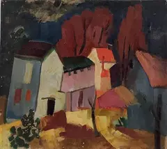 The Farm by Mary Bean Rogers, Oil on canvas, sold Mar 2023