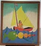 Untitled by Richard Rogers, Oil on board and labeled en verso, sold Mar 2023