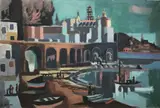 Atrani- Gulf Of Salerno by Frederick Childs, Oil on canvas, sold Mar 2023