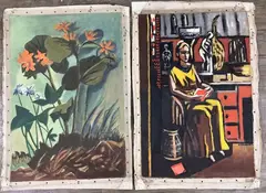 Cowslips & Hepatica by Frederick Childs, Oil on canvas un-stretched, sold Mar 2023