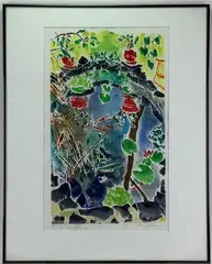 Garden Journal IV, Two water Lettuces no Frog by Ann Zahn, Lithograph, sold Mar 2023
