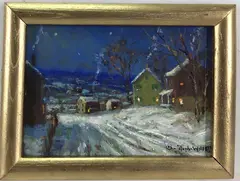 Road to Easton, PA by Christopher G. Willett, Oil on board, sold Apr 2023