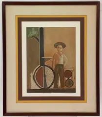 Tricycle Boy by Lawrence E. Glasson, Lithograph, sold May 2023