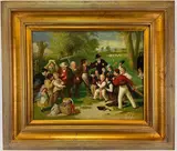 The Fight (The Cricket Match) by N. Henry Bingham, Oil on panel, sold May 2023