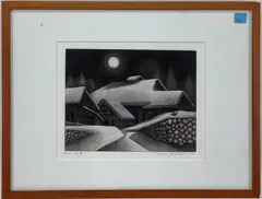Snowy Country by Sakamoto Koichi, Etching, sold May 2023