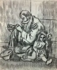 Untitled by Frederick Childs, Charcoal on canvas, sold May 2023