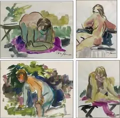 Untitled by Nora Hauser, Watercolor on paper (4), sold Jun 2023