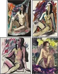 Untitled by Nora Hauser, Watercolor on paper (4), sold Jun 2023