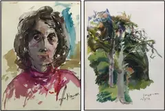 Untitled by Nora Hauser, Watercolor on paper (2), sold Jun 2023