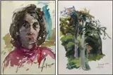 Untitled by Nora Hauser, Watercolor on paper (2), sold Jun 2023