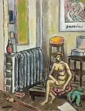 Nude And a Pascin Poster by Frederick Childs, Oil on canvas, sold Jun 2023