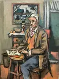 Self Portrait Before A Mar'quet by Frederick Childs, Oil on canvas, sold Jun 2023