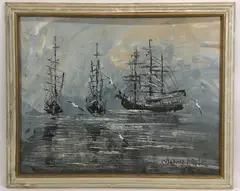 Untitled by Morris Katz, Oil on Board, sold Jul 2023