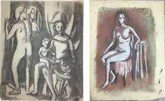Untitled by Frederick Childs, Charcoal on paper and chalk on paper, sold Jul 2023