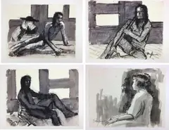 Untitled by Nora Hauser, Mixed media on paper (4), sold Jul 2023