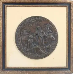 Aux Champs by Émile Louis Picault, Bronze plaque with relief decoration, sold Sep 2023