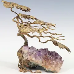 Untitled by Ron Bertocchi, Bronze bonsai tree set upon an amethyst bed, sold Sep 2023