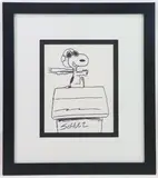 Snoopy as the Red Baron by Charles Monroe Schulz, Ink on paper, sold Sep 2023