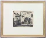 Straw Barracks by Daniel Garber, Etching, sold Sep 2023