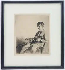 Young Man by Daniel Garber, Etching, sold Sep 2023