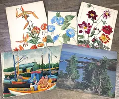 Untitled by Eleanor Beatrice Acker, Watercolors (4) and oil on board (1), sold Sep 2023