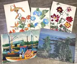 Untitled by Eleanor Beatrice Acker, Watercolors (4) and oil on board (1), sold Sep 2023