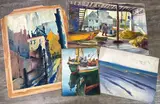 Untitled by Eleanor Beatrice Acker, Watercolors (3) and oil and board (1), sold Sep 2023