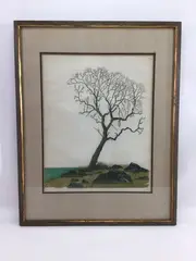 Giffords' Tree by Walter Ferro, Woodcut, sold Sep 2023