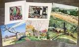 Untitled by Eleanor Beatrice Acker, Watercolors (4) and woodblocks (2), sold Sep 2023