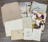 Untitled by Eleanor Beatrice Acker, Watercolors (3) and pencil (6), sold Sep 2023