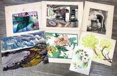 Untitled by Eleanor Beatrice Acker, Watercolors (3) and prints (4), sold Sep 2023
