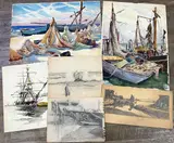 Untitled by Eleanor Beatrice Acker, Pencil (3) and watercolors (3), sold Sep 2023