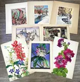 Untitled by Eleanor Beatrice Acker, Watercolors (2) and woodblocks (6), sold Sep 2023
