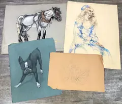 Untitled by Eleanor Beatrice Acker, Pastels (3) and pencil (1), sold Sep 2023