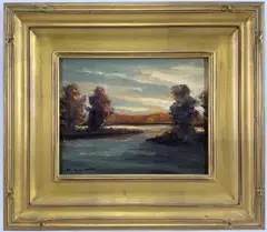 Lake Galena, Doylestown by Christopher G. Willett, Oil on board, sold Oct 2023