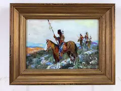 Study Scouts on the Ridge, Bucks County by Christopher G. Willett, Oil on board, sold Oct 2023