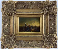 Sioux Tracking Scouts, Southern Plain Indians by Christopher G. Willett, Oil on board, sold Oct 2023