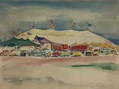 Untitled by Mary Bean Rogers, Watercolor on cardboard, sold Oct 2023