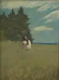 Untitled by Nat Brush Lewis, Oil on board, sold Nov 2023