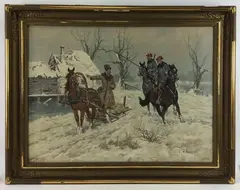 Untitled by Edward Mesjasz, Oil on canvas, sold Nov 2023