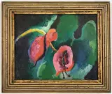 Tropical Flowers by Richard Rogers, Oil on board, sold Nov 2023