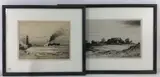 A Steamer off a Lighthouse by David Young Cameron, Etching, sold Nov 2023