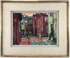 Little Street by Ben Eisenstat, Oil on board, sold Nov 2023