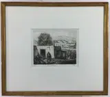 Houses and Arryos by Bror Julius Olsson Nordfeldt, Engraving, sold Nov 2023