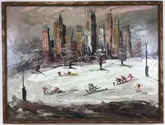 Untitled by Morris Katz, Oil on board, sold Dec 2023